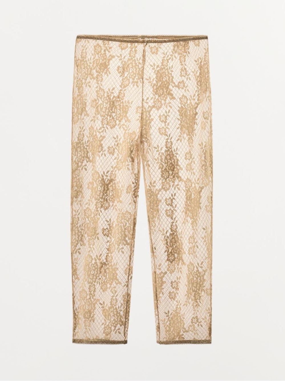 Zara Beige Lace Capri Leggings